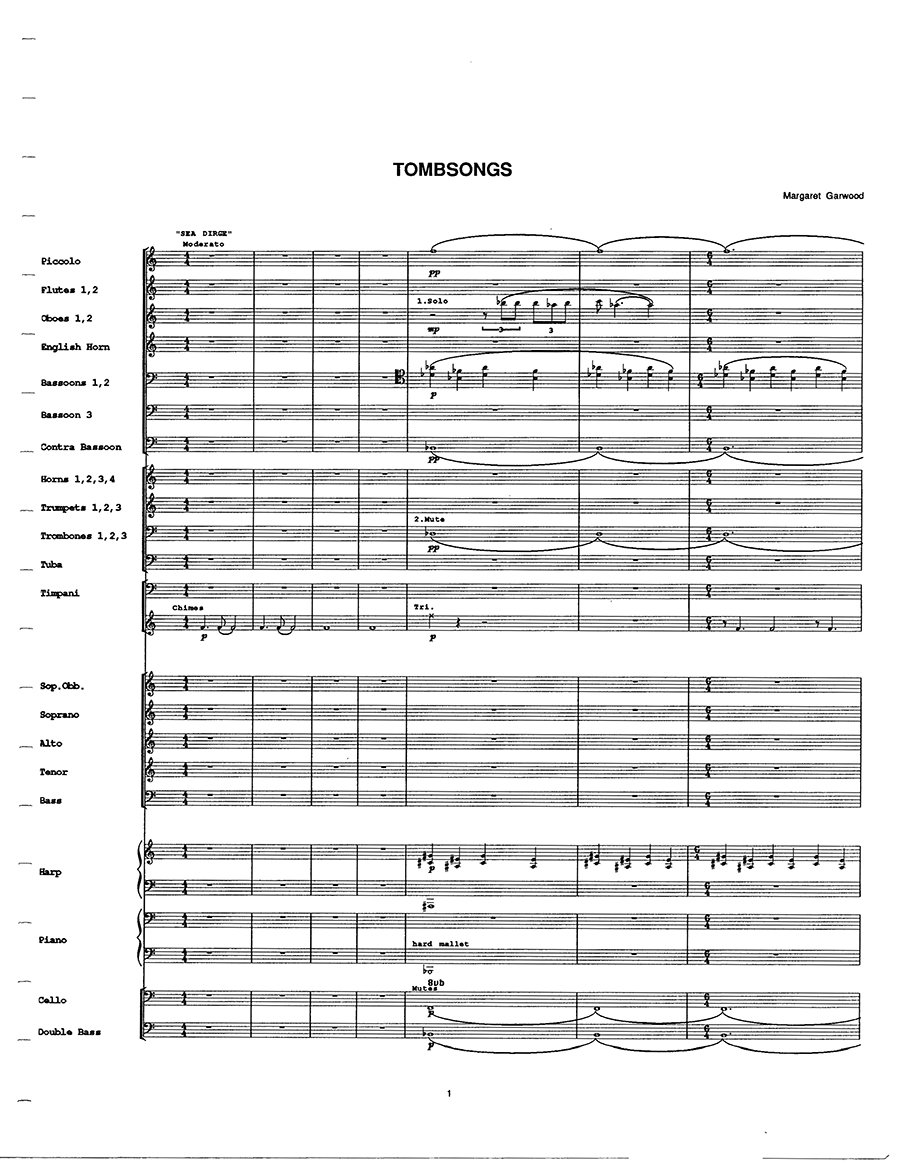 Tombsongs (Study Score) - Margaret Garwood